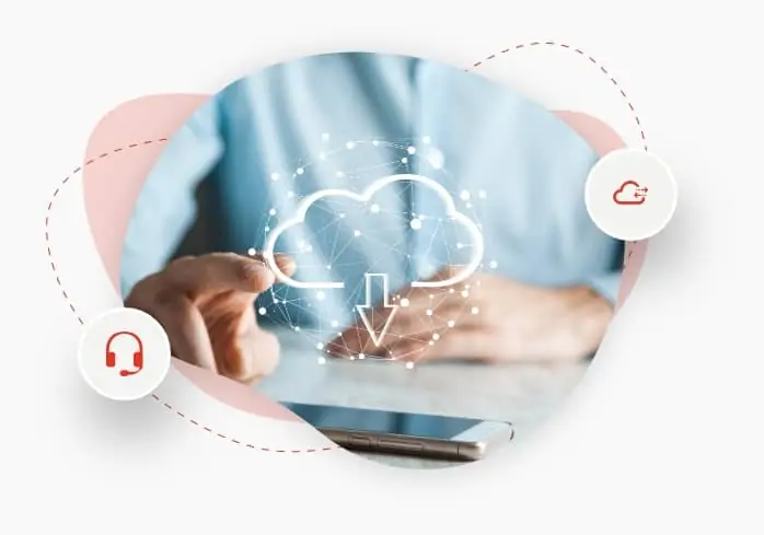 hand holding a cloud image to depict call management software